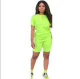 Solid color sports Casual two-piece Shorts Set