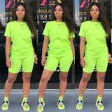Solid color sports Casual two-piece Shorts Set