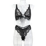 Women Lace Heart Print Crystal See-Through Sexy Lingerie