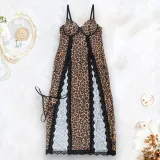 Women Half See-Through Lace Suspender Dress Sexy Lingerie Set
