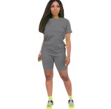 Solid color sports Casual two-piece Shorts Set