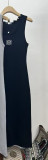 Sleeveless Round Neck Vest Elastic Knitting Dress Women Slim Fit Long Dress