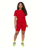 Solid color sports Casual two-piece Shorts Set
