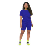 Solid color sports Casual two-piece Shorts Set