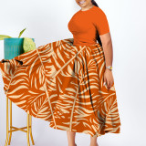 Plus Size African Women Pleated Dress