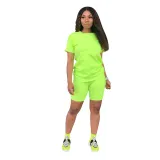 Solid color sports Casual two-piece Shorts Set