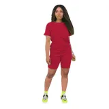 Solid color sports Casual two-piece Shorts Set