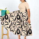 Plus Size African Women Pleated Dress