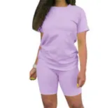 Solid color sports Casual two-piece Shorts Set