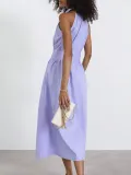 Women Summer Sexy Purple Elegant Sleeveless Halter Neck Dress