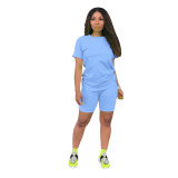 Solid color sports Casual two-piece Shorts Set