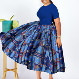 Plus Size African Women Pleated Dress