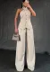 Women Summer Halter Neck Sleeveless Vest Top Trousers Casual Two Piece Set