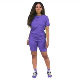 Solid color sports Casual two-piece Shorts Set