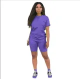 Solid color sports Casual two-piece Shorts Set