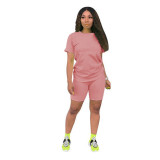 Solid color sports Casual two-piece Shorts Set