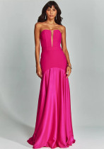 Women Summer Strapless Sleeveless Suspender Solid Dress