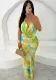 Women summer Style sexy sleeveless Halter Neck Backless Slit Dress