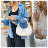 women Korean one-shoulder bag French bag fashion pleated handbag underarm bag
