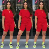 Solid color sports Casual two-piece Shorts Set