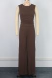 Women Casual Round Neck sleeveless Top and trousers Two Piece Set