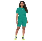 Solid color sports Casual two-piece Shorts Set
