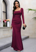 Women Elegant Long Sleeve Fishtail Dress
