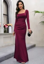 Women Elegant Long Sleeve Fishtail Dress