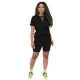 Solid color sports Casual two-piece Shorts Set