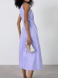Women Summer Sexy Purple Elegant Sleeveless Halter Neck Dress