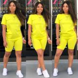 Solid color sports Casual two-piece Shorts Set