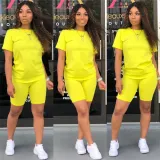 Solid color sports Casual two-piece Shorts Set