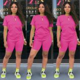 Solid color sports Casual two-piece Shorts Set