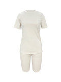 Solid color sports Casual two-piece Shorts Set