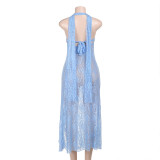 Women Holidays Lace See-Through Sexy Strap Dress