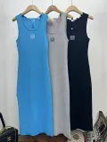 Sleeveless Round Neck Vest Elastic Knitting Dress Women Slim Fit Long Dress