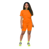 Solid color sports Casual two-piece Shorts Set