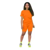 Solid color sports Casual two-piece Shorts Set