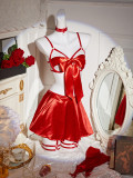 Sexy Lingerie Valentine's Day Exposed Bra Short Skirt Thong Leg Ring Set