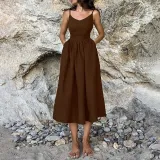 Women Spring elegant sexy Lace-Up Backless suspender dress