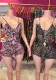 women's summer leopard print Lace-up Low Back ladies sexy Jumpsuit