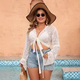 Spring Summer Women's Knitting Cover-up Sexy Beach Hollow Women's Knitting Shirt