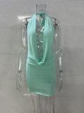 Sexy Low-Back Summer Style Halter Neck Lace-Up Knit Bodycon Mini Dress