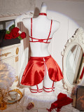 Sexy Lingerie Valentine's Day Exposed Bra Short Skirt Thong Leg Ring Set