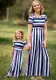 Spring/Summer Striped Patchwork Mother-Daughter Dress Parent-Child Outfit
