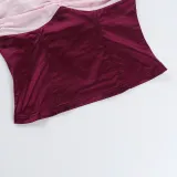 Women Contrast Color Strapless Sexy Gathered Suspender Top