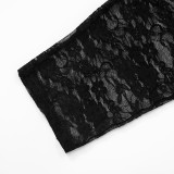 Women's ultra-short Strapless top lace Tight Fitting Knee-Length Shorts two-piece set