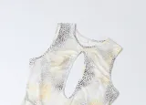 Women Summer Sexy Sleeveless Round Neck Leopard Print Hollow Backless Jumpsuit