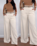 Women's Solid Color Casual Bell Bottom Pants
