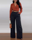 Women's Solid Color Casual Bell Bottom Pants